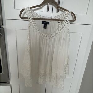 Women’s off the shoulder white top with lace embellishment